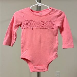 Carter's Girls’ Coral Lace Accented Onesie